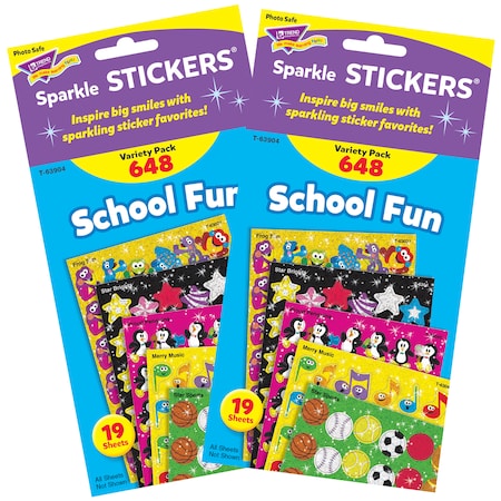 Trend Enterprises School Fun Sparkle Stickers Variety Pack, PK1296 T63904